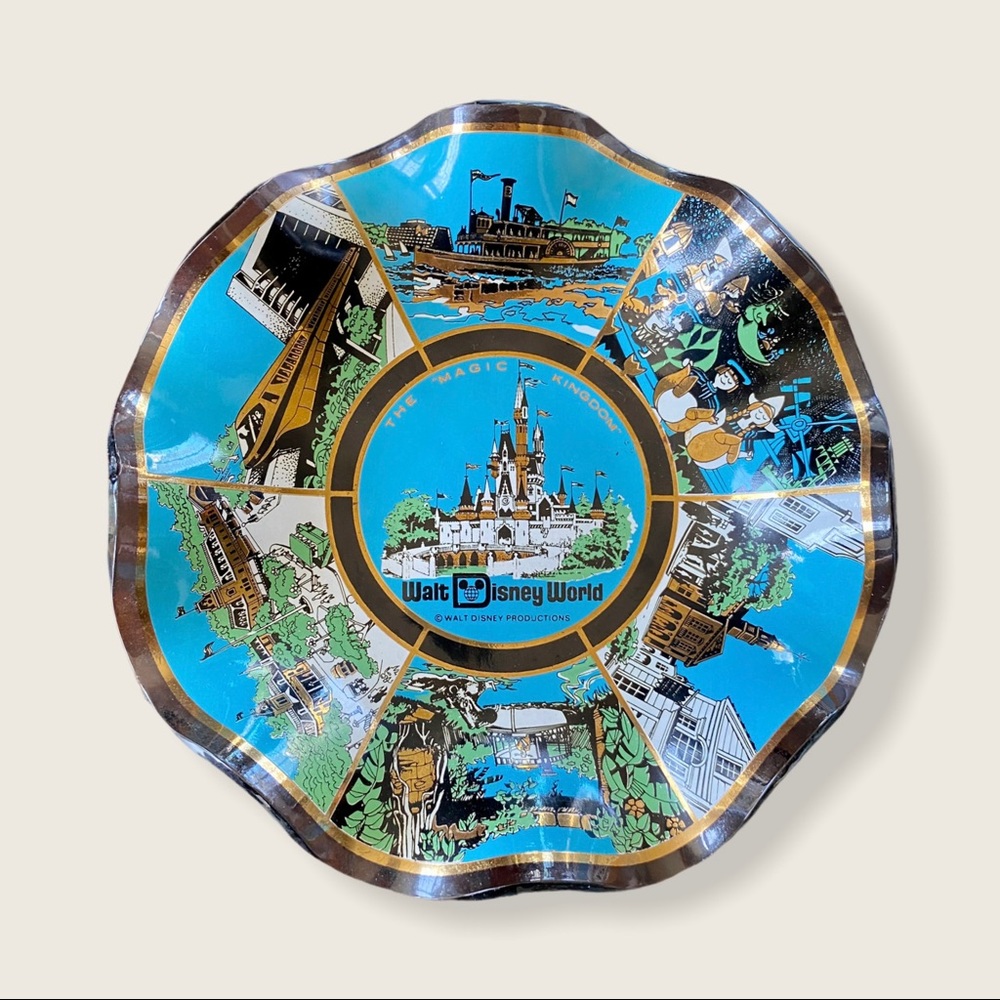 Walt Disney World Magic Kingdom Glass Wavy Bowl